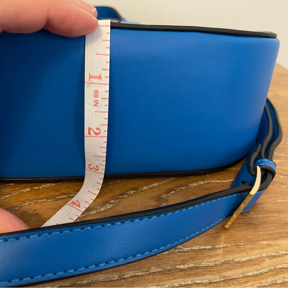 Kate Landry Blue and Gold Round Satchel Crossbody Handbag - Picture 10 of 10
